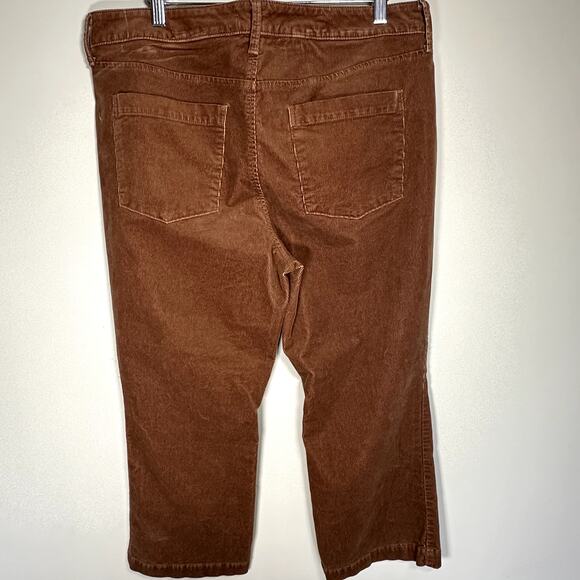 Talbots Sz 14P Brown Fine Wale Corduroy Cords Pants Stretch Classic Autumn Fall - Picture 4 of 6
